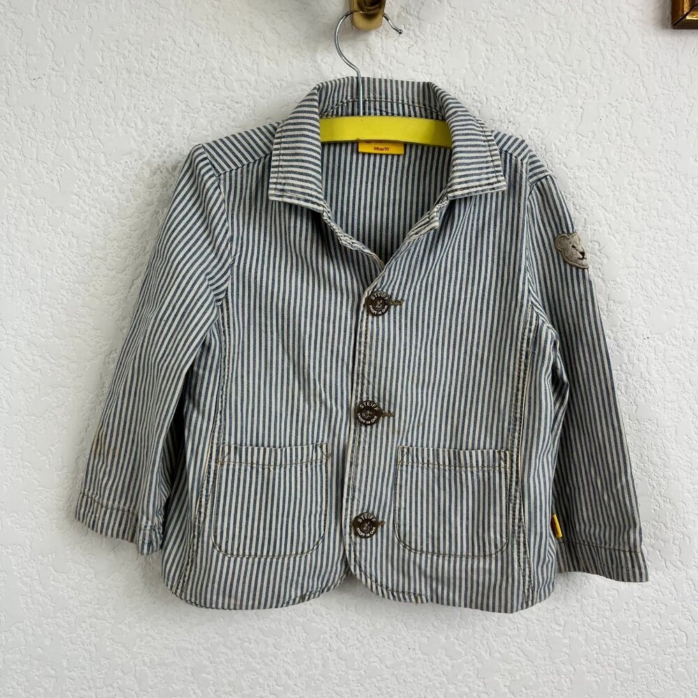 Steif Cotton Railroad Conductor Striped Button Blazer
